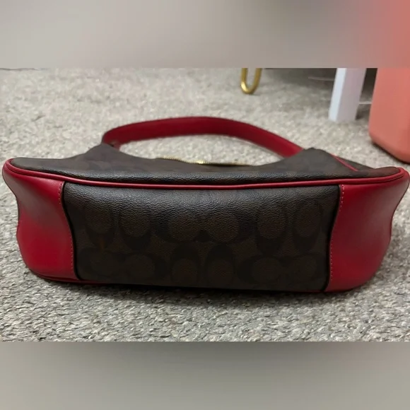 Coach Signature Brown and Red Hobo Bag - Picture 7 of 7